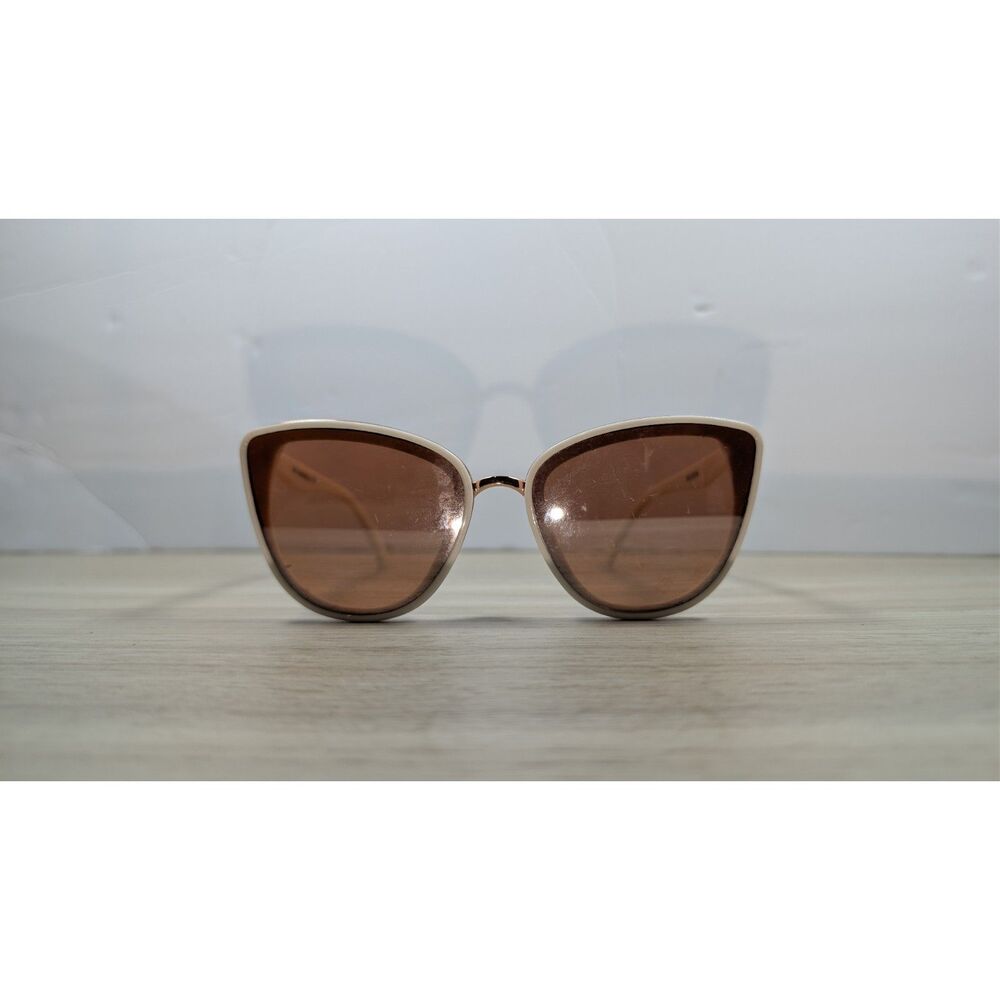 Vintage Style Cat Eye Sunglasses White Frame Brown Lenses Retro Fashion